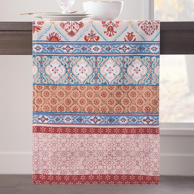 Maison d' Hermine Table Runner 100% Cotton Double Layer Table Runners 108 inches Long for Thanksgiving Christmas Decorations Home Kitchen Dining Party Wedding (Romane, 14.5" x 108")