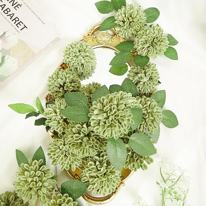Artificial Flowers, 100pcs Artificial Rose for DIY Wedding Bouquets Centerpieces Arrangements, Elf Green and White Dahlia Flowers with Stems for Party Home Decorations