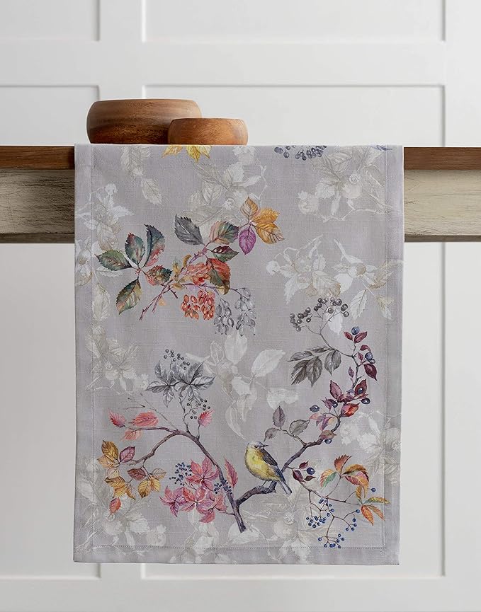 Maison d' Hermine Table Runner 100% Cotton Single Layer Table Runners 72 inches Long for Thanksgiving Christmas Decorations Home Kitchen Dining Party Wedding (Equinoxe - Grey, 14.5" x 72")