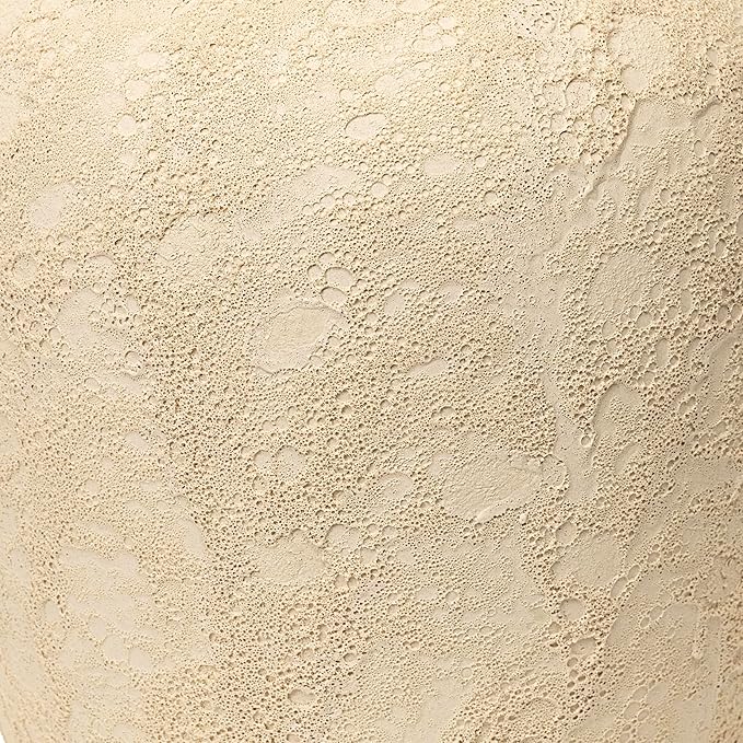 Handcrafted Moon Jar Ceramic Vase - Textured Beige Spherical Pottery - Minimalist Wabi-Sabi Home Decor - Natural Finish Round Vase [11.8" W x 12.6" H]