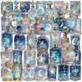 Moon & Celestial Stickers 50 Pack - Transparent PET Galaxy Stickers, Waterproof Cosmic Decals for Junk Journals, Planners, Laptops, Water Bottles - Dreamy Night Sky Starry Aesthetic Art