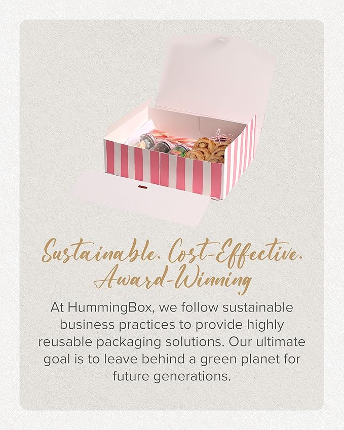 HummingBox Stripes Gift Box Set of 16 - Gift Boxes for Presents & gifting on weddings, birthdays & more - Easy to Assemble Striped Gift Boxes With Lids & Ribbon Closure - Decorative Boxes With Lids