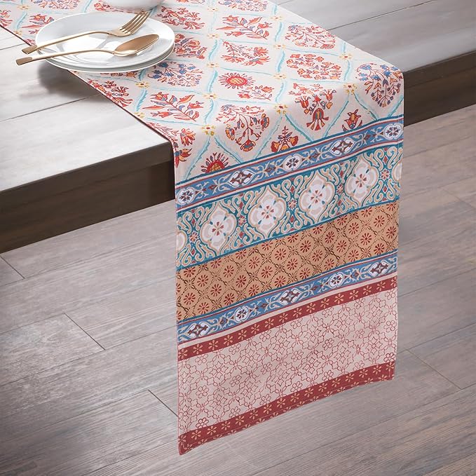 Maison d' Hermine Table Runner 100% Cotton Double Layer Table Runners 108 inches Long for Thanksgiving Christmas Decorations Home Kitchen Dining Party Wedding (Romane, 14.5" x 108")