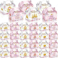 24 Pcs Princess Party Favors Boxes Little Princess Goodie Treat Candy Boxes with Handles Pink Gift Container for Girls Birthday Party Baby Shower Supplies