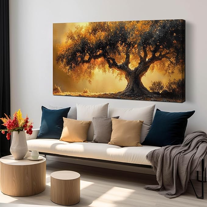 Tree Art Wall Decor for Living Room - Natural Landscape Canvas Wall Art for Office - Tree Art Work for Bedroom Walls Size 29" x 59"