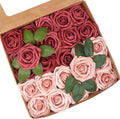 Artificial Flowers, 25pcs Hot Pink and Blush Artificial Rose for DIY Wedding Bouquets Centerpieces Arrangements, Fake Flower with Stem for Party Home Decorations