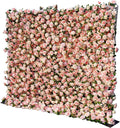 8×8 ft Artificial Pink Flower Wall Backdrop with Backdrop Stand, 2pcs 4×8 ft Panels, Assembly-Friendly Floral Backdrop for Weddings, Events, Studios & Window Displays
