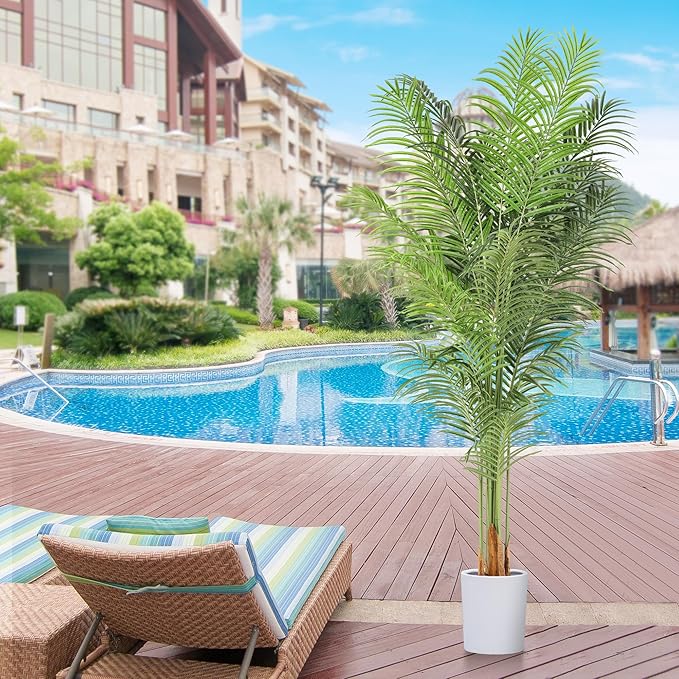 Artificial Palm Tree 7.2Ft Tall Fake Potted Plant Faux Silk Green Floor Decorative Large Artificial Plants Indoor for Office Home Living Room Outdoor Decor