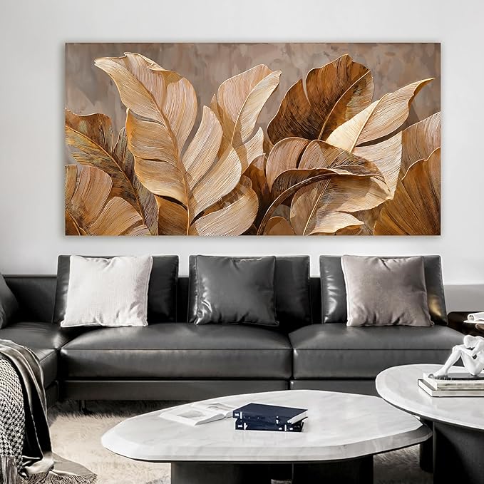 Canvas Wall Art Decor Wall Art Pictures for Living Room Large Botanical Wall Art paintings Artwork for Wall Decor Brown Modern Wall Art Decor Artwork for walls Bedroom Office Wall Decor 24" X 48"