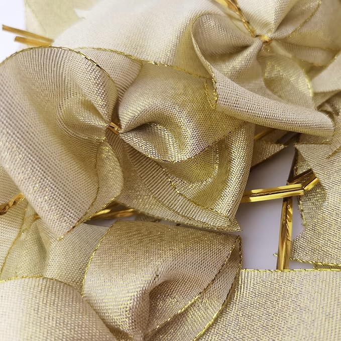 36pcs 4-1/2" Metallic Gold Bows with Twist Ties for Gift Wrapping Packing Christmas Decoration (4.5",W.Gold)