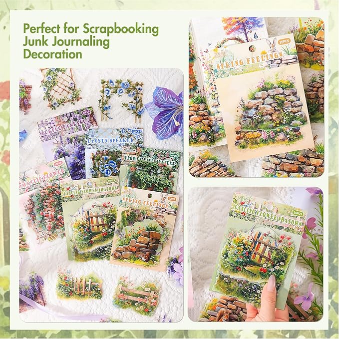 3.4" Large Flower Stickers for Scrapbooking – 60PCS Waterproof Wall &Floral Stickers for Journaling, Junk Journal Supplies, Card Making, DIY Crafts & Bullet Journal Planner