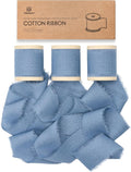 Vitalizart Dusty Blue Ribbon 1-1/2" x 15 Yd 100% Cotton Handmade Frayed Fringe Fabric Ribbons for Gift Wrapping Wedding Invites Bridal Shower Bouquets Christmas Decorations