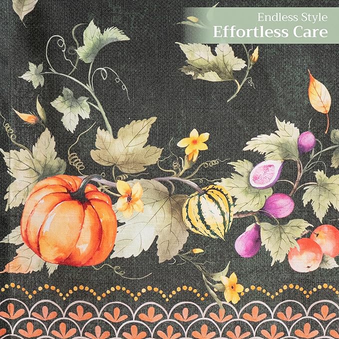 Maison d' Hermine Table runner 100% Cotton Single Layer Table Runners 72 inches long for Thanksgiving Christmas Decorations Home Kitchen Dining Party Wedding (Pumpkin Garden - Dark Green, 14.5" x 72")
