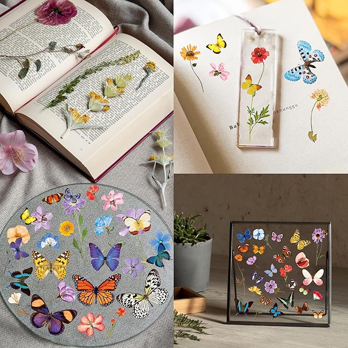 370+ PCS PVC Flower & Butterfly Stickers, Self-Adhesive Nature Floral Stickers for Scrapbook, Laptop, Journal, DIY Project, Spring Themed Party Decors