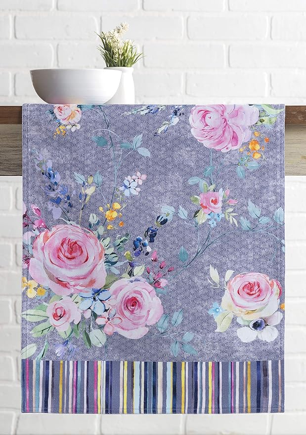 Maison d' Hermine Table Runner 100% Cotton Double Layer Table Runners 108 inches Long Decorative for Home Dining Party Wedding Bridal Shower Spring Summer (Sweet Rose Lavender - Lush, 14.50" x 108")