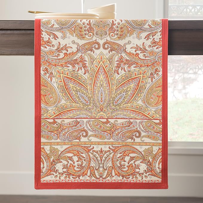 Maison d' Hermine Table Runner 100% Cotton Double Layer Table Runners 72 inches Long for Thanksgiving Christmas Decorations Home Kitchen Dining Party Wedding (Kashmir Paisley, 14.5" x 72")