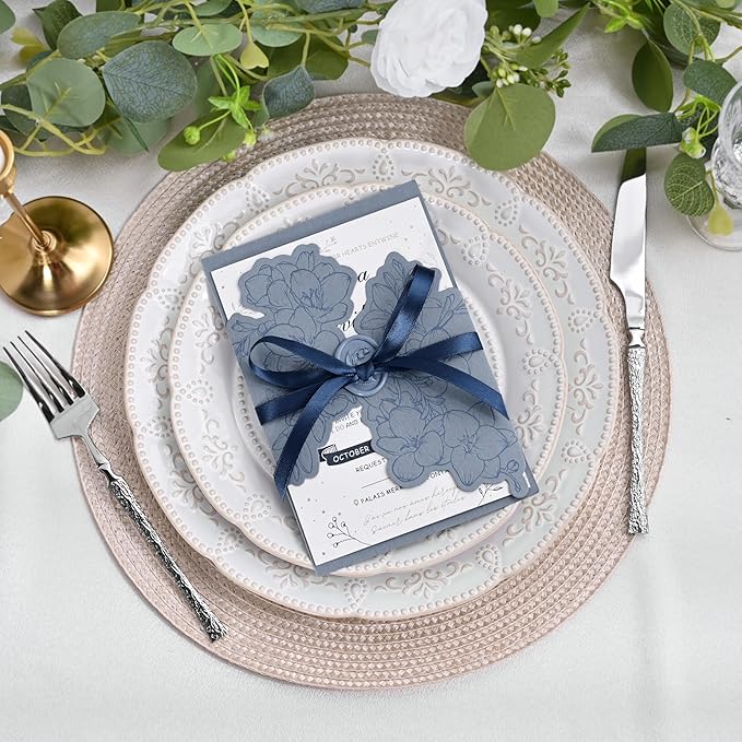 Double Face Navy Blue Satin Ribbon 3/8 inch X 50 Yards Polyester Navy Blue Ribbon for Gift Wrapping Very Suitable for Weddings Party Invitation Decorations and More