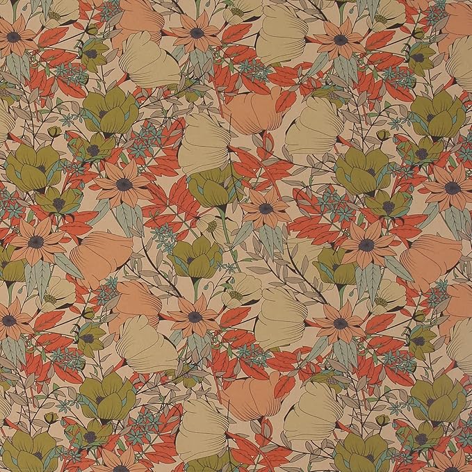 Aimyoo Kraft Floral Wrapping Paper Jumbo Roll, All Occasion Flower Gift Wrap Paper for Wedding Bridal Shower Birthday, 17 in x 60 ft