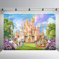 Riyidecor Princess Castle Backdrop Polyester Fabric Fairy Tale Horse Carriage Garden Floral 7Wx5H Feet Wonderland Photography Background Wedding Birthday Photo Studio Shoot