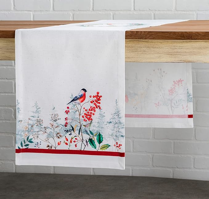 Maison d' Hermine Table Runner 100% Cotton Single Layer Table Runners 60 inches Long for Thanksgiving Christmas Decorations Home Kitchen Dining Party Wedding (Morzine, 14.5" x 60")