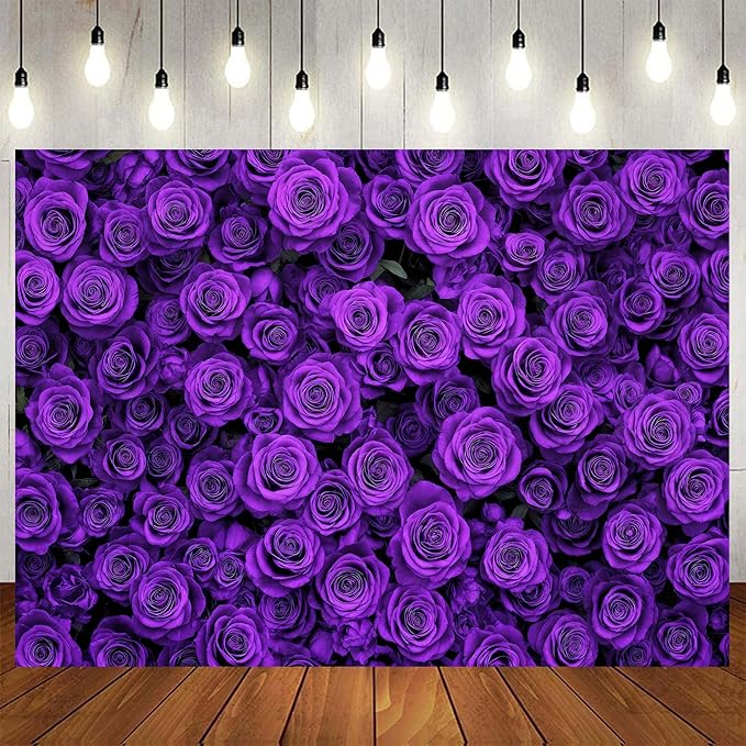 5 x 3 ft Purple Flower Floral Backdrop Background Photography Flower Wall Lavender Backdrop for Party Wedding Girls Birthday Princess Mother's Day Bridal Shower Anniversary Banner Decor Studio Photo