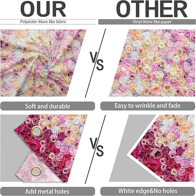 Rose Flower Wall Backdrop 12X10 ft Large Floral Photography Background for Indoor Outdoor Wedding Party Bridal Shower Baby Shower Engagement Shoot Photo Booth Decoration
