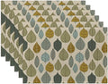 Placemats Set of 6, Autumn Leaves Abstract Leaf Linen Place Mats,Modern Washable Table Placemats 12"x18" Heat Resistant Table Mats for Dining Kitchen Party Holiday Decoration