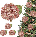 Hollyone Christmas Tree Ornaments 3Pcs Artificial Hydrangea Flowers Heads with Clips Glitter Fake Hydrangea Flower for Christmas Tree Floral Vintage Faux Hydrangea for Wedding Party Xmas Pink