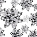 24 Christmas Glitter Artificial Poinsettia Flowers Xmas Poinsettia Artificial Wedding Flowers Decorations Xmas Tree Ornaments with Clips for Party Favors, 6 Inch, 4 Inch, 3 Inch (Black White, Silver)