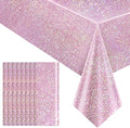 8 pcs Pale Pink Holographic Laser Tablecloths Light Pink Shiny Table Covers 40" x 108" Disposable Rectangle Table cloths for Girl Birthday Party Wedding Anniversary Bachelorette Baby Shower Décor