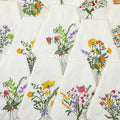 Tioncy 12 Pcs Christmas Floral Cloth Napkins Decorations Bulk Embroidered Wildflower Dinner Napkins Tea Cocktail Party Gifts Xmas Stocking Stuffers for Holiday Table Decor (White)