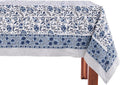 ATOSII Jodhpur Blue 100% Cotton Rectangle Tablecloth, Handblock Floral Linen Table Cloth for Kitchen Dining Table I Parties Wedding Outdoors I Home Decor 60 X 90 Inches