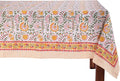 ATOSII Clover Yellow 100% Cotton Square Fall Tablecloth, Handblock Floral Print Linen Table Cloth for Kitchen Dining I Parties, Weddings, Outdoors, Christmas, Thanksgiving Fall Decor 60 X 60 Inches