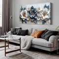 Blue and White Flower Pictures for Living Room Teen Bedroom Decor for Girls Wall Art for Women Office Decor Size 24" x 48"