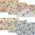 Vintage Flower Bird Placemats Set of 6, 12x18 Inch Waterproof Stain Resistant Linen Table Placemats Summer Seasonal Farmhouse Kitchen Party Decor Home Decor