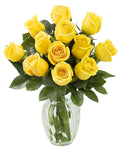 Blooms2Door PRIME NEXT DAY DELIVERY - Fall Collection - Yellow Sunshine Bouquet of 12 Yellow Roses with Vase|.Gift for Birthday, Thank You, Valentine, Mother’s Day Fresh Flowers