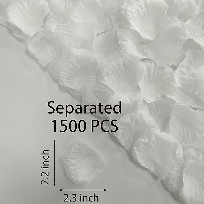 1500 PCS Separated White Rose Petals for Weddings, White Silk Flower Petals for Valentine's Day Decorations,Rose Petals for Romantic Night for Him Set