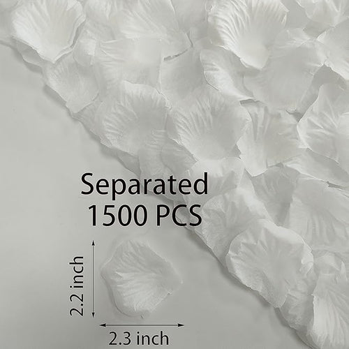 1500 PCS Separated White Rose Petals for Weddings, White Silk Flower Petals for Valentine's Day Decorations,Rose Petals for Romantic Night for Him Set