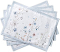 Maison d' Hermine Placemats Set of 4 100% Cotton Washable Cloth Place Mats, Reusable Table Mats for Thanksgiving Christmas Decorations Kitchen Dining Party Wedding Restaurant (Ice Florals, 13" x 19")