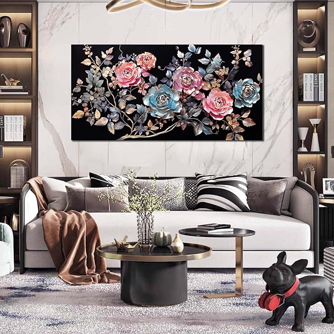 Colorful Flower Wall Decor Living Room Vintage Wall Decor Bedroom Teen Room Prints Decor for Girls Room 24" x 48"
