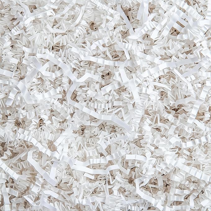 Uptotop 1/2 LB Crinkle Cut Paper Shred Filler for Gift Wrapping Basket Filling, Birthday, Christmas, Thanksgiving, Wedding, Mother's Day, White