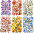 TIAMECH Flower Shadow Dream Paper Stickers - 90 Pcs Velvet Flower Sea Petals & Sunshine Charm Design, Sticker for Journaling & Scrapbooking, Junk Journal Supplies, Ephemera & DIY Crafts