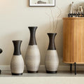 Floor PVC Decorated Vases Set of 3 for Gorgeous Home Decoration Large Classic Neat PVC Vase 19.6in/23.6in/27.5in Height(Black+White)