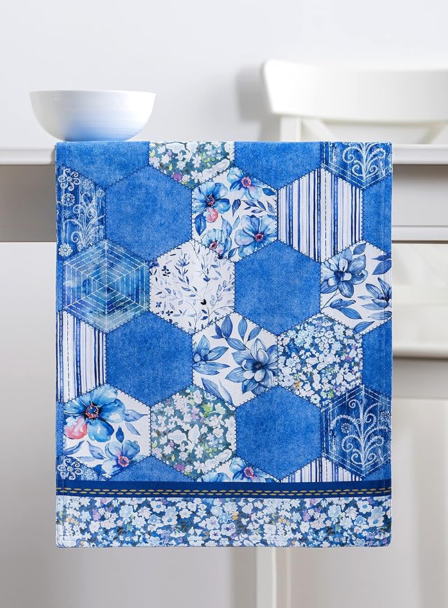 Maison d' Hermine Table Runner 100% Cotton Double Layer Table Runners 108 inches Long Decorative for Home Kitchen Dining Party Wedding Bridal Shower Spring Summer (Summer Blues, 14.50" x 108")