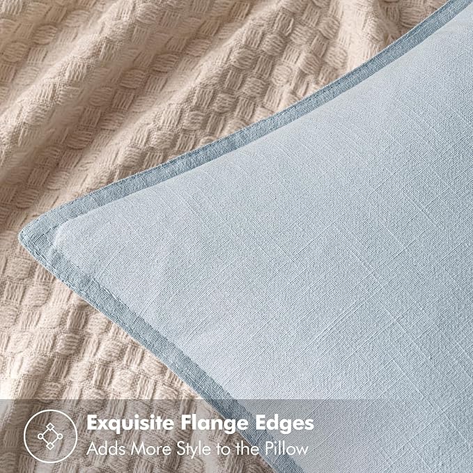 MIULEE Decorative Linen Euro Sham Pillow Covers 24x24 Light Blue Boho Farmhouse Neutral Couch Throw Pillows for Bed Pack of 2 Accent Coastal Modern Pillowcase Summer Sofa Livingroom Home Decor