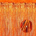 4 Pack Orange Foil Fringe Curtain Backdrop, 3.28Ft x 8.2Ft Metallic Tinsel Foil Fringe Streamers Curtains Party, Photo Booth Props, Birthday, 2022 Mother's Day Decoration Supplies