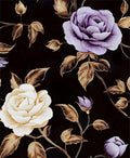 Golden Floral Wallpaper Peel and Stick Vintage Purple Gold Rose Contact Paper Self Adhesive Removable Retro Dark Flower Wall Mural for Bedroom Walls Shelves Cabinet Table Decor 17.5" x 118"