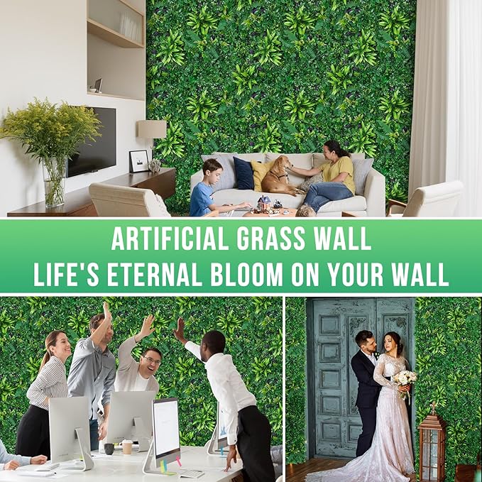 Artificial Boxwood Panels, Grass Wall Panels 20"x20"(6pcs), Privacy Hedge Fence Screen with UV Protection, Fake Greenery Backdrop for Indoor Wedding and Outdoor Garden Backyard
