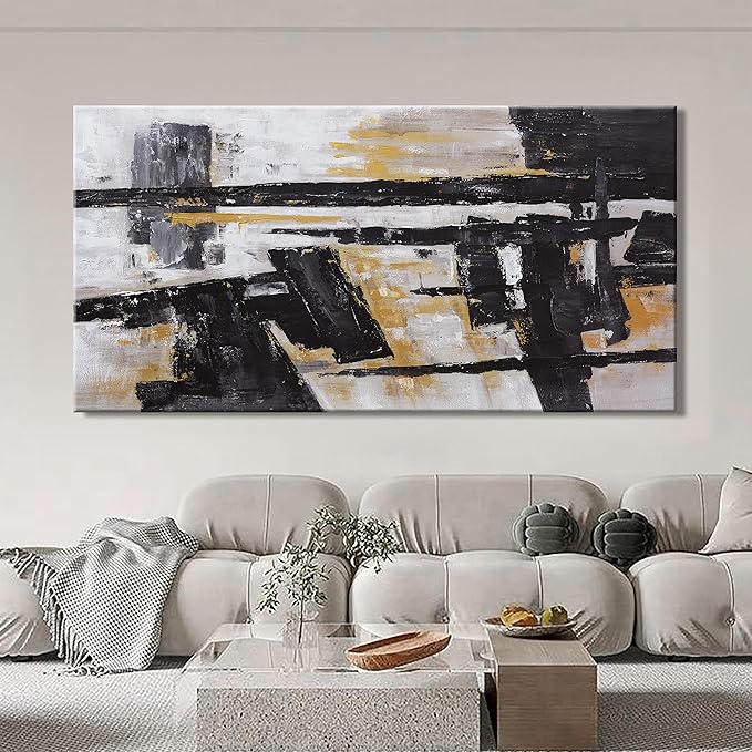 Abstract Wall Art Wall Decor Bedroom Pictures Artwork Canvas Wall Art Black And Gold Artwork Large Size Modern Painting Wall Decoration Pictures For Living Room Home Kitchen Office 30 x 60 Inch