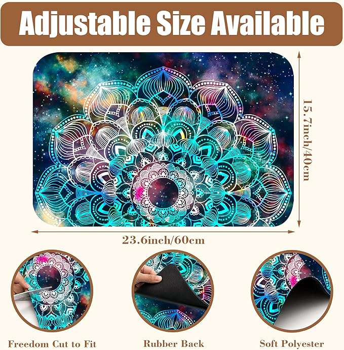 Abstract Mandala Galaxy Star Dish Drying Mat for Kitchen Counter Coffee Mat Hide Stain Absorbent Rubber Backed Dish Drainer Rack Pad Espresso Machine Coffee Bar Accessories 15.7 x 23.6 Inch